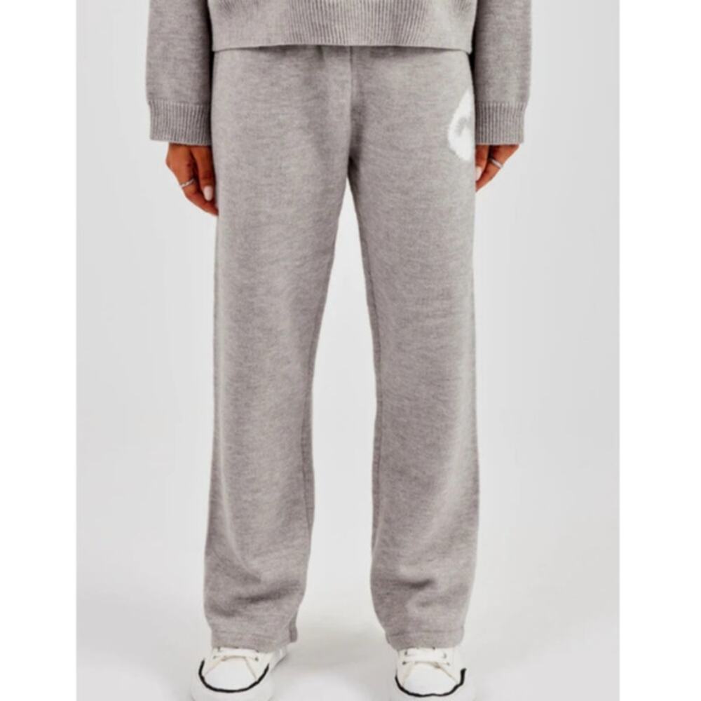 Cernucci Women's Gray Fluffy Intarsia C Wide Leg Jogger Size M